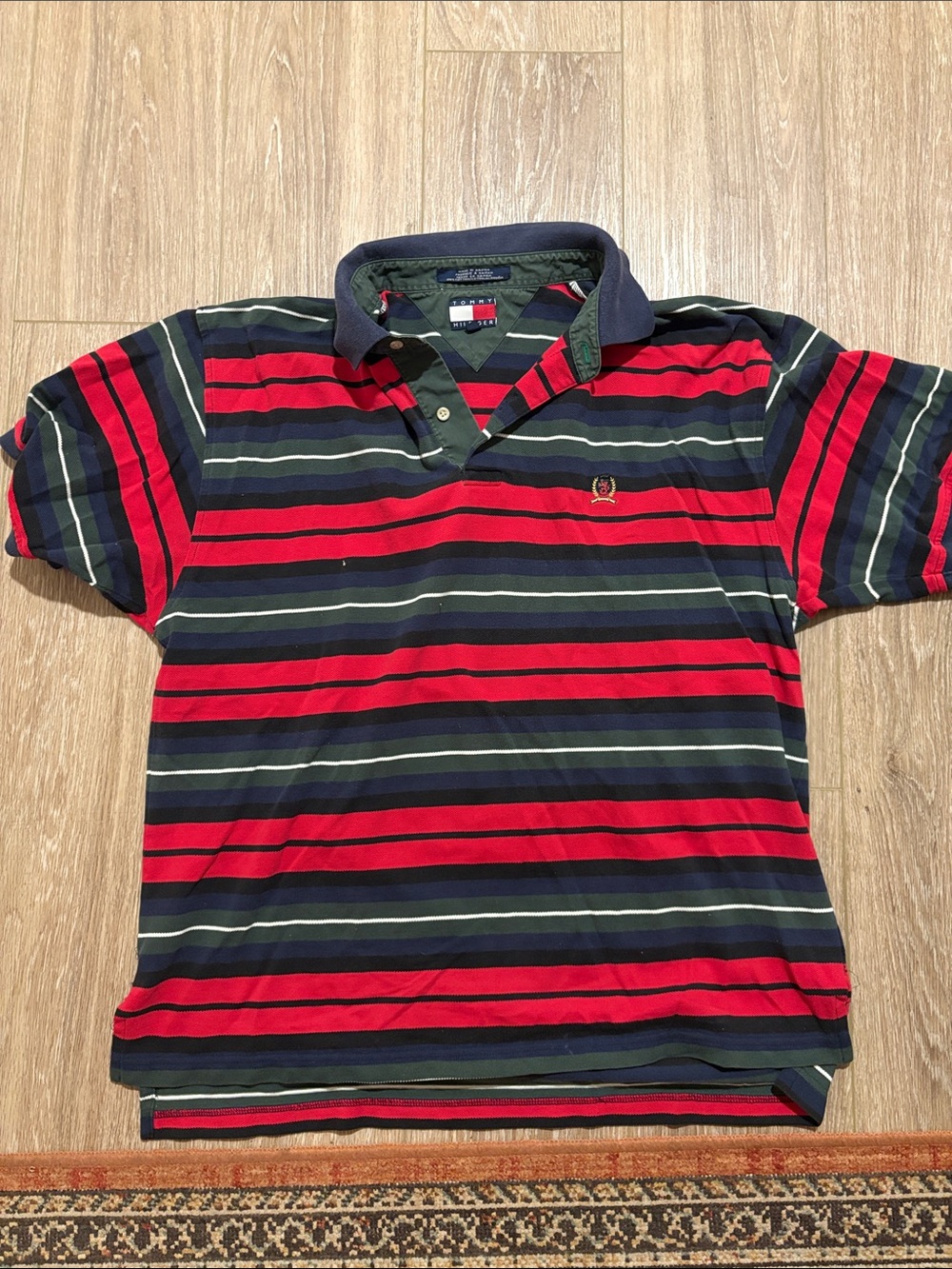 Tommy Hilfiger Navy, Red & Olive Striped Polo